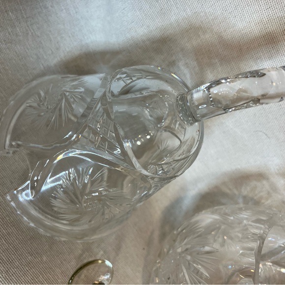 Vintage Hand Cut Crystal Pear Shaped Preserves Jar Sugar...